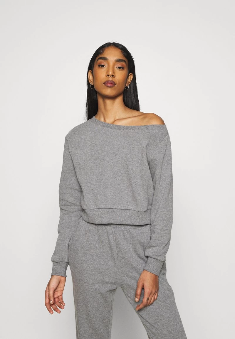Even&Odd Off Shoulder&Jogger Set - Sweatshirt - Mottled Grey 1 Even&Odd Off Shoulder&Jogger Set - Sweatshirt - Mottled Grey
