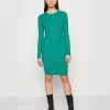 Even&Odd CREW AUSSCHNITT RIPP BASIC BODYCON MINI STRICKKLEID - Etuikleid - Green