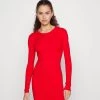 Even&Odd CREW AUSSCHNITT RIPP BASIC BODYCON MINI STRICKKLEID - Etuikleid - Berry