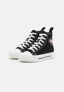 Even&Odd LOVE - Sneaker High - Black/pink -Even&Odd 851d25aee7f54a65add9c266203ec9f8