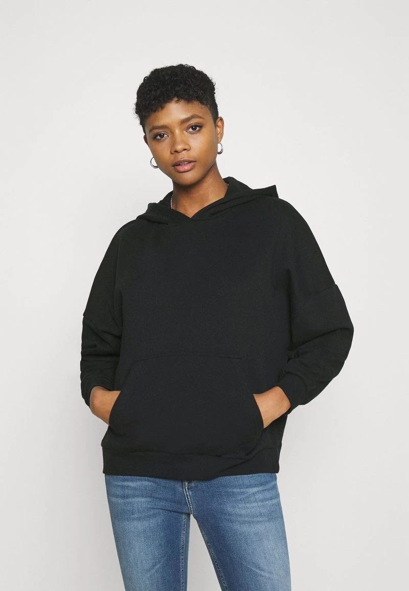 Even&Odd HOODIE LONG WITHOUT DRAWCORD AND POCKET - Kapuzenpullover - Black 1 Even&Odd HOODIE LONG WITHOUT DRAWCORD AND POCKET - Kapuzenpullover - Black